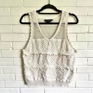 Studio 19 Ivory/Cream Crochet Sleeveless Top, SZ L EUC